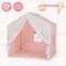 Kids Indoor Outdoor Play Tent with Padded Mat and Wood Frame 51.5-In Pine Wood Fabric Playhouse